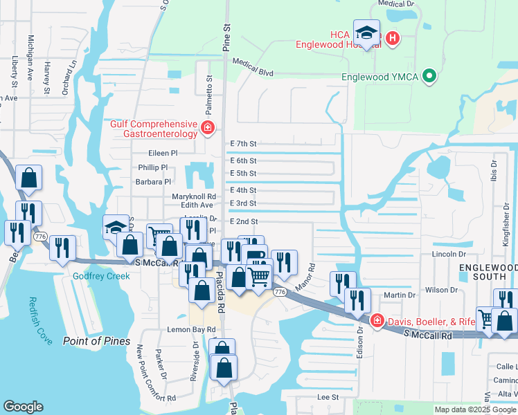 map of restaurants, bars, coffee shops, grocery stores, and more near 825 E 3rd St in Englewood