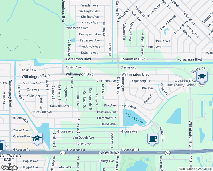 map of restaurants, bars, coffee shops, grocery stores, and more near 12205 Zittle Avenue in Port Charlotte