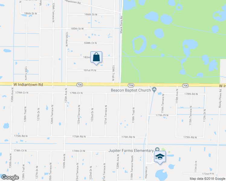 map of restaurants, bars, coffee shops, grocery stores, and more near 12061 179th Court North in Jupiter