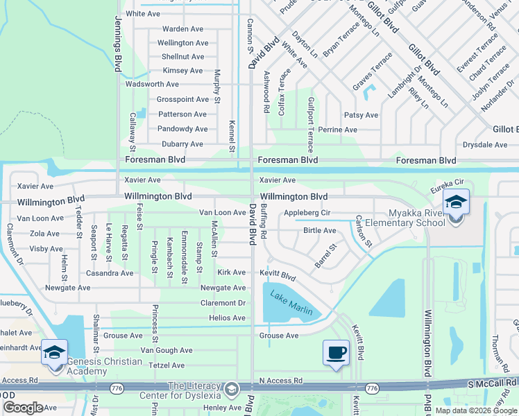 map of restaurants, bars, coffee shops, grocery stores, and more near 12286 Buffing Road in Port Charlotte