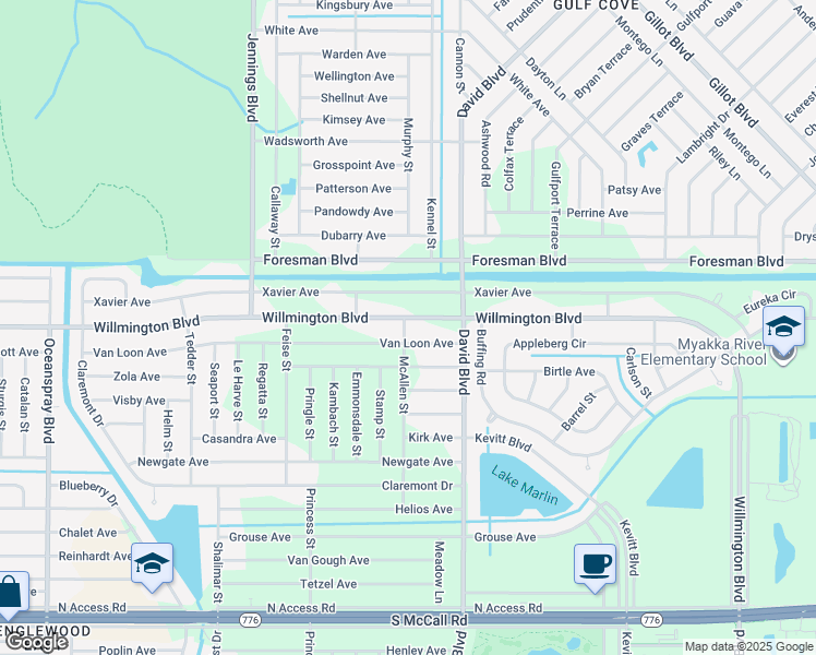 map of restaurants, bars, coffee shops, grocery stores, and more near 6082 McAllen Street in Port Charlotte