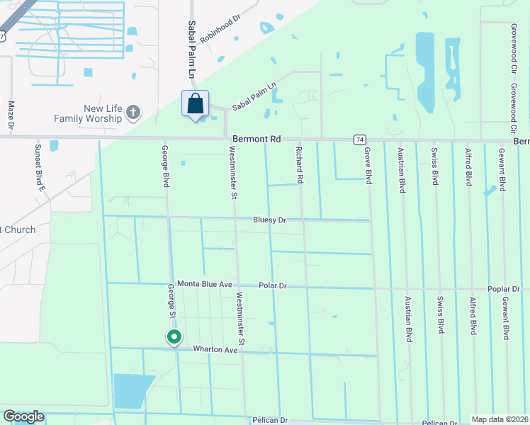 map of restaurants, bars, coffee shops, grocery stores, and more near 6134 Westminster Street in Punta Gorda