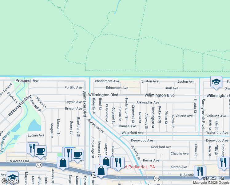 map of restaurants, bars, coffee shops, grocery stores, and more near 10144 Willmington Boulevard in Englewood