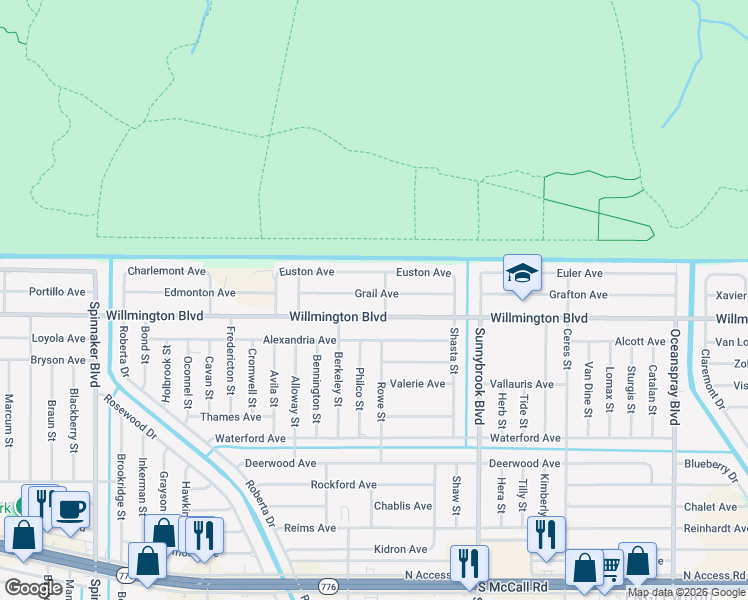 map of restaurants, bars, coffee shops, grocery stores, and more near 10379 Grail Avenue in Englewood