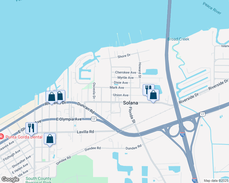 map of restaurants, bars, coffee shops, grocery stores, and more near 2021 Mark Avenue in Punta Gorda