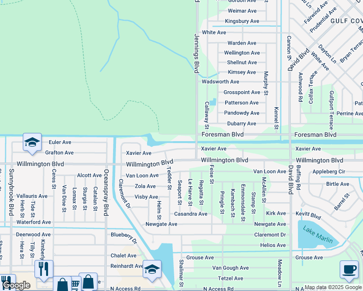 map of restaurants, bars, coffee shops, grocery stores, and more near 11960 Xavier Avenue in Port Charlotte