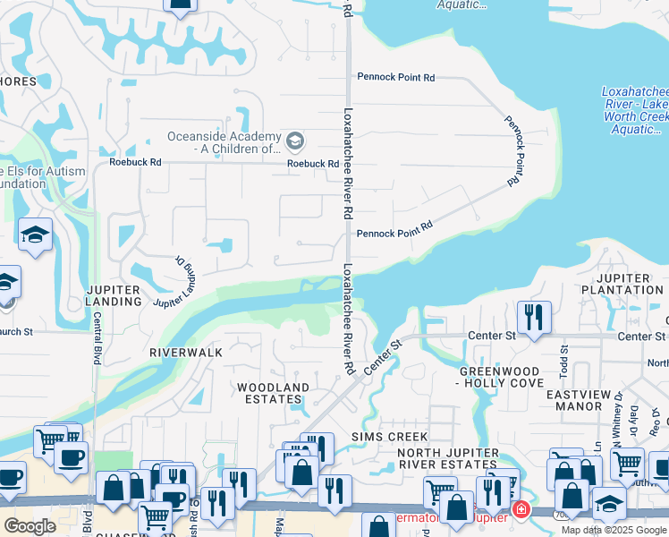 map of restaurants, bars, coffee shops, grocery stores, and more near 5792 Senegal Drive in Jupiter