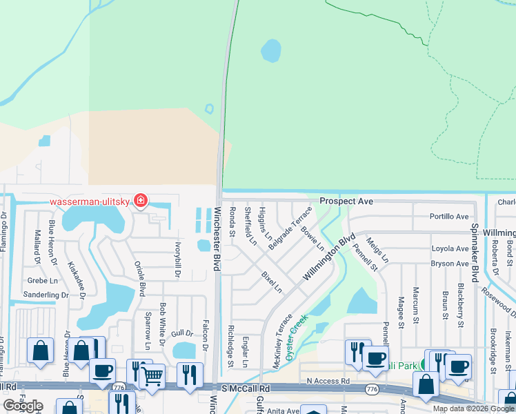map of restaurants, bars, coffee shops, grocery stores, and more near 6041 Higgins Lane in Englewood