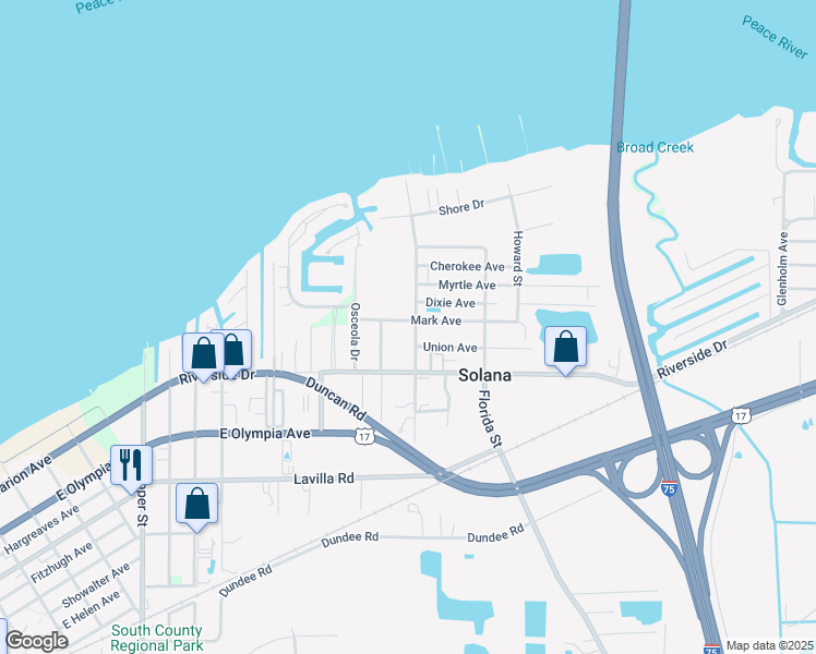 map of restaurants, bars, coffee shops, grocery stores, and more near 405 Charlotte Street in Punta Gorda