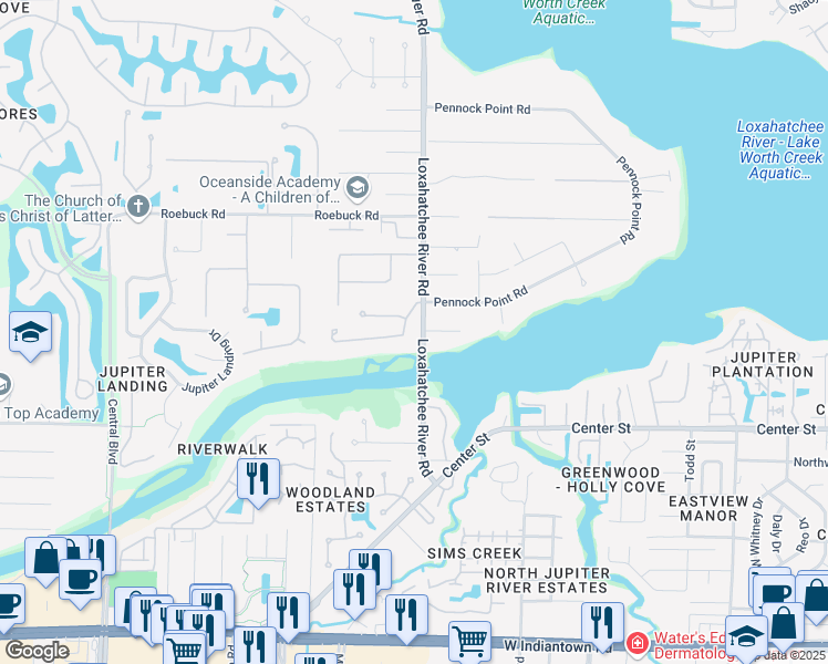 map of restaurants, bars, coffee shops, grocery stores, and more near 5792 Senegal Drive in Jupiter