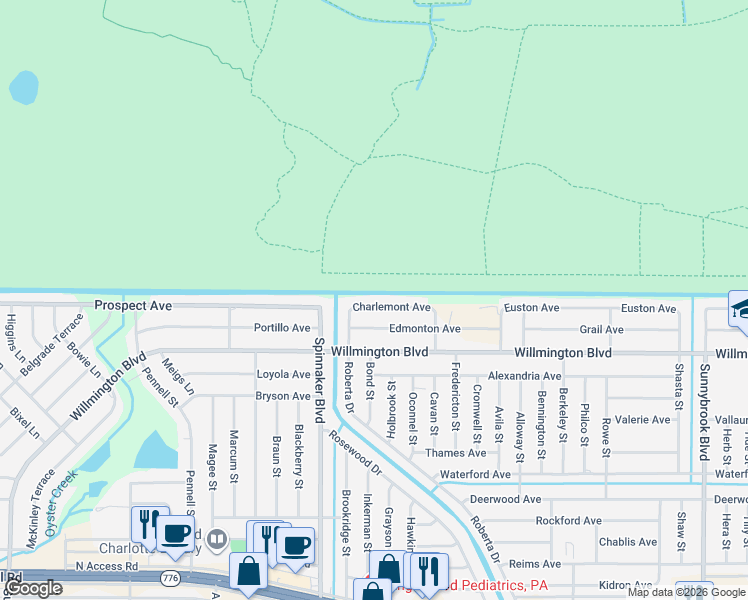 map of restaurants, bars, coffee shops, grocery stores, and more near 10135 Charlemont Avenue in Englewood