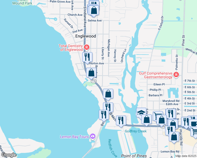 map of restaurants, bars, coffee shops, grocery stores, and more near 898 South Broadway in Englewood