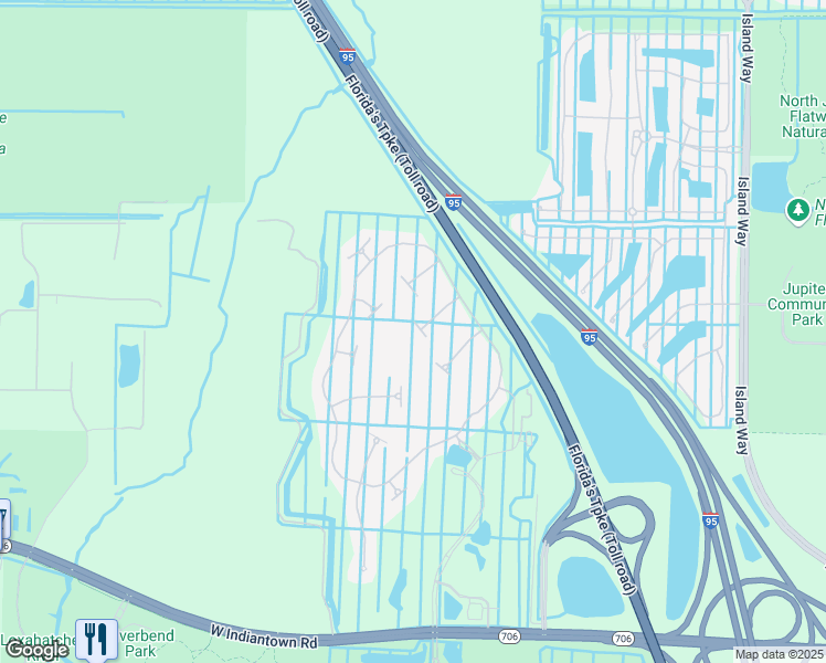map of restaurants, bars, coffee shops, grocery stores, and more near 129 Cinder Dunes Point in Jupiter