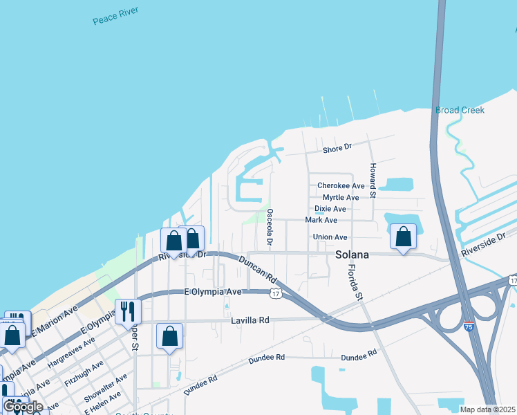 map of restaurants, bars, coffee shops, grocery stores, and more near 25188 Marion Avenue in Punta Gorda