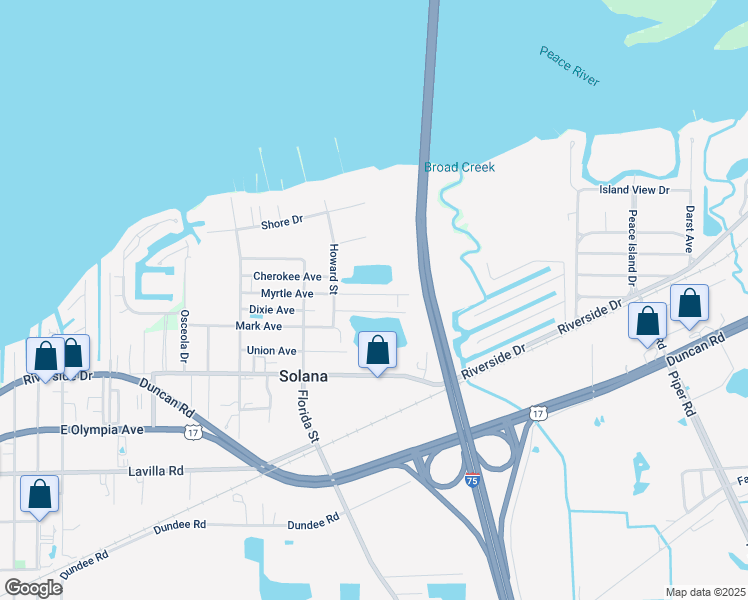 map of restaurants, bars, coffee shops, grocery stores, and more near 2433 Myrtle Ave in Punta Gorda
