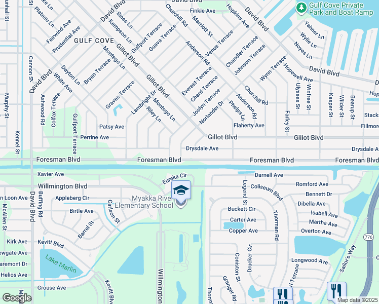 map of restaurants, bars, coffee shops, grocery stores, and more near 13145 Drysdale Avenue in Port Charlotte