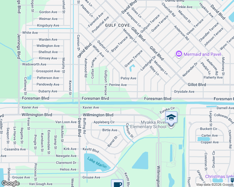map of restaurants, bars, coffee shops, grocery stores, and more near 12439 Deepwoods Avenue in Port Charlotte