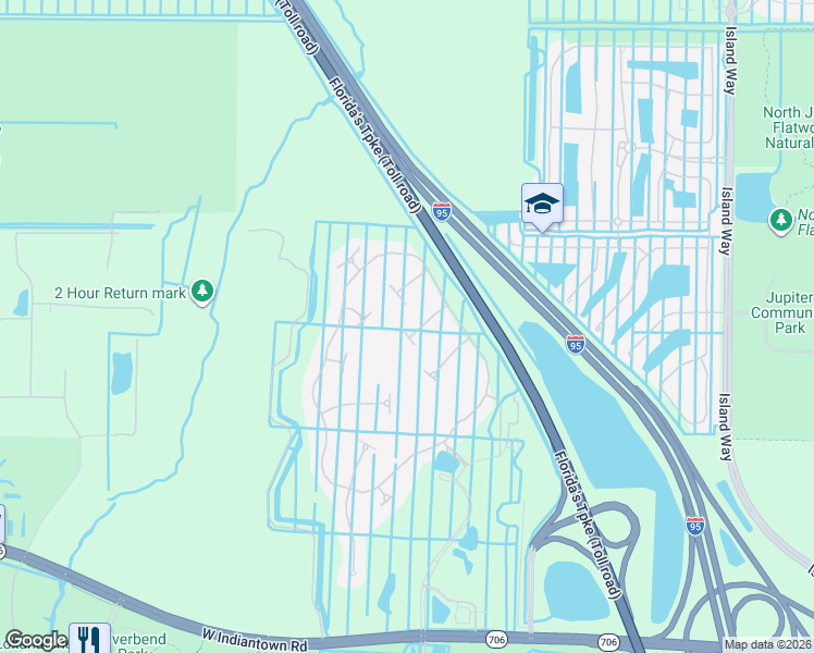 map of restaurants, bars, coffee shops, grocery stores, and more near 129 Cinder Dunes Point in Jupiter