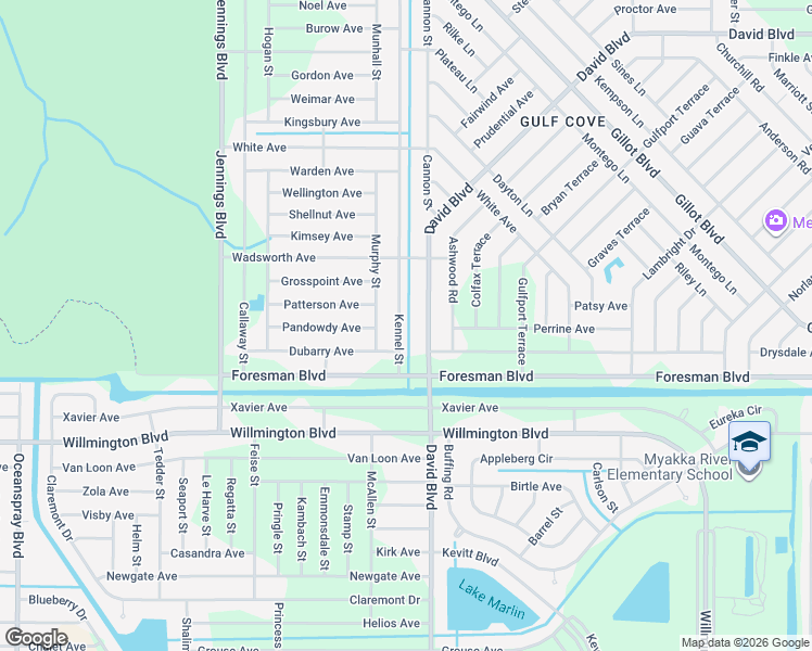 map of restaurants, bars, coffee shops, grocery stores, and more near 5448 Kennel Street in Port Charlotte