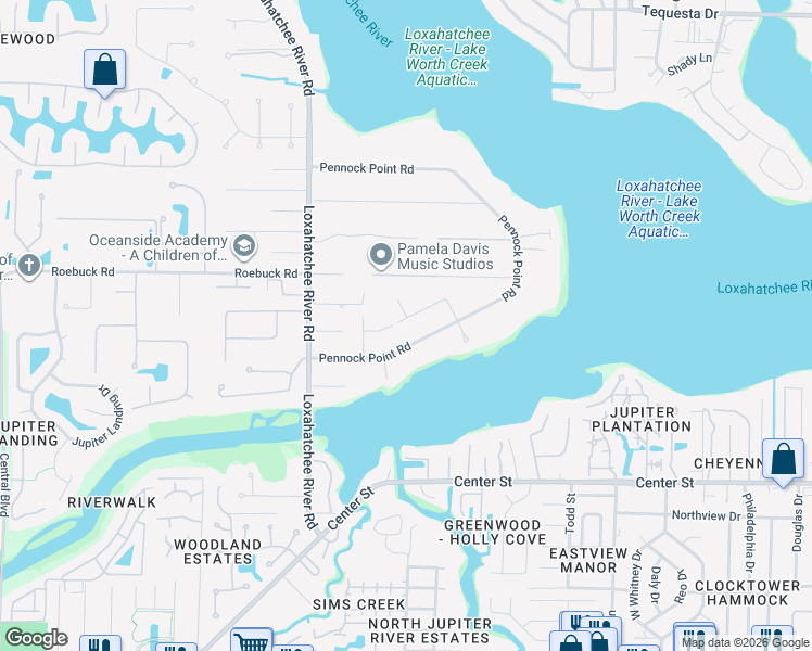 map of restaurants, bars, coffee shops, grocery stores, and more near 18413 Limestone Road in Jupiter