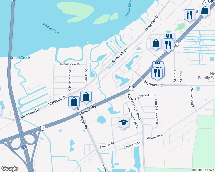 map of restaurants, bars, coffee shops, grocery stores, and more near 5905 Duncan Road in Punta Gorda