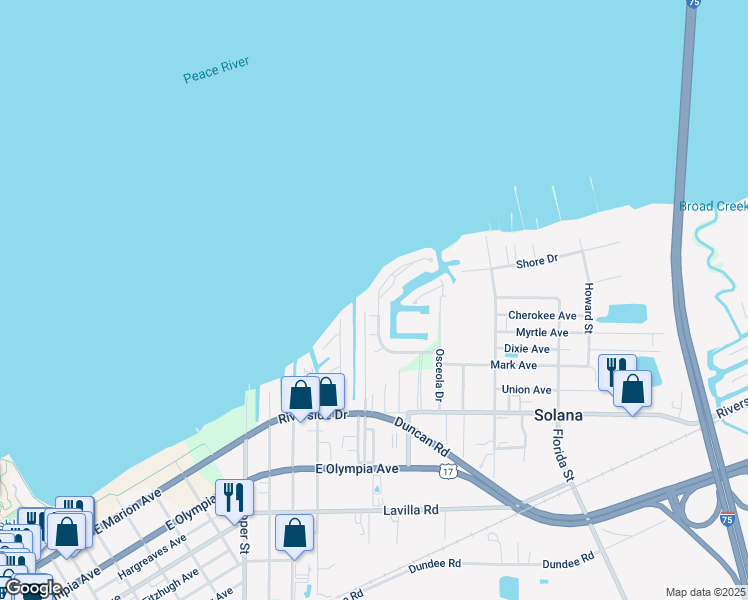 map of restaurants, bars, coffee shops, grocery stores, and more near 25188 Marion Avenue in Punta Gorda