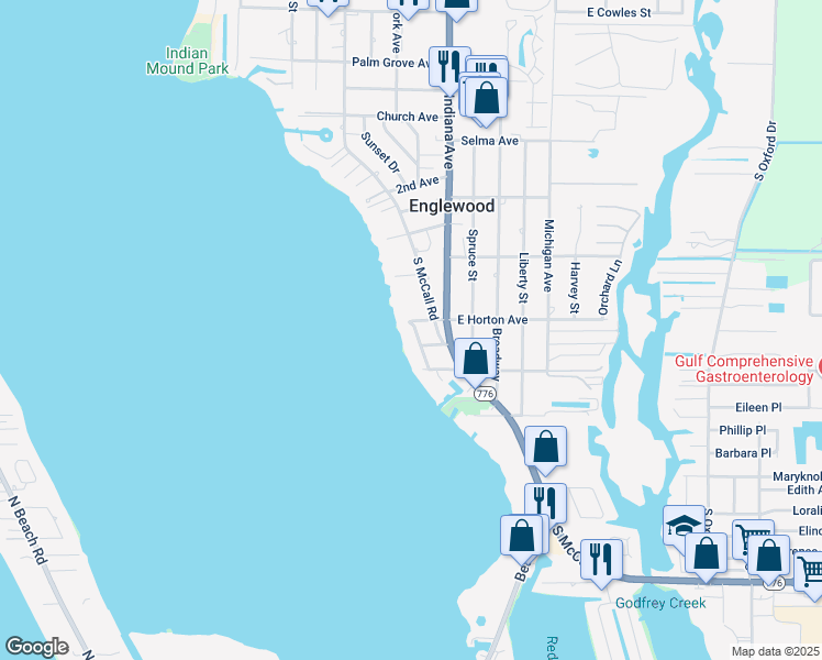 map of restaurants, bars, coffee shops, grocery stores, and more near 820 Knights Lane in Englewood