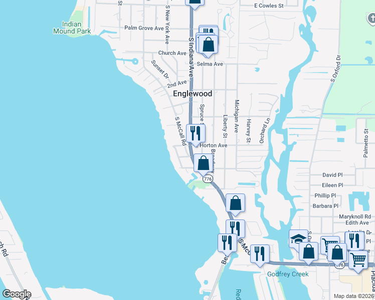 map of restaurants, bars, coffee shops, grocery stores, and more near 801 South Indiana Avenue in Englewood