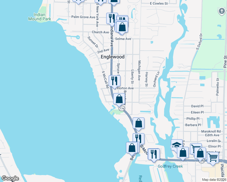 map of restaurants, bars, coffee shops, grocery stores, and more near 801 South Indiana Avenue in Englewood