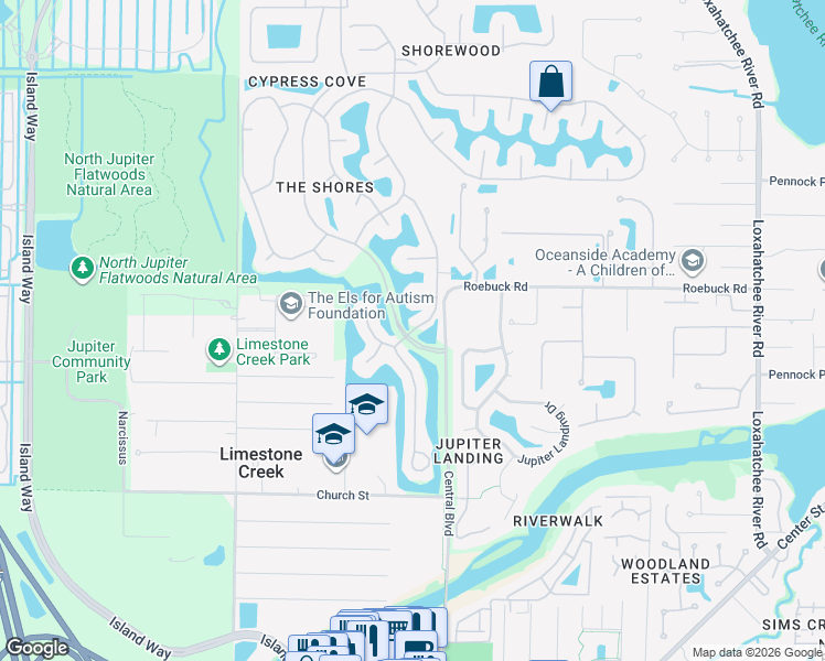 map of restaurants, bars, coffee shops, grocery stores, and more near 18498 Lake Bend Drive in Jupiter