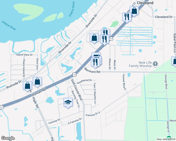 map of restaurants, bars, coffee shops, grocery stores, and more near 5682 Duncan Road in Punta Gorda