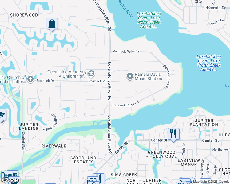 map of restaurants, bars, coffee shops, grocery stores, and more near 5700 Old Orange Road in Jupiter