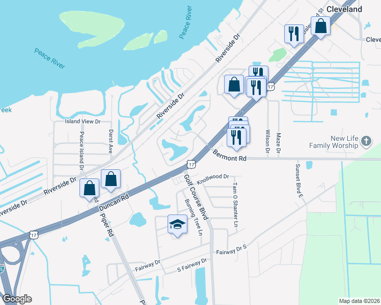 map of restaurants, bars, coffee shops, grocery stores, and more near 5601 Duncan Road in Punta Gorda