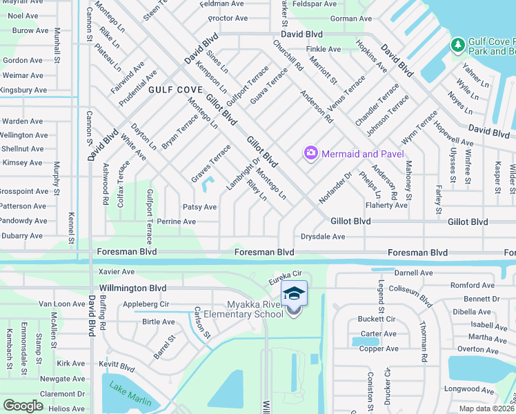 map of restaurants, bars, coffee shops, grocery stores, and more near 5577 Eyerly Terrace in Port Charlotte