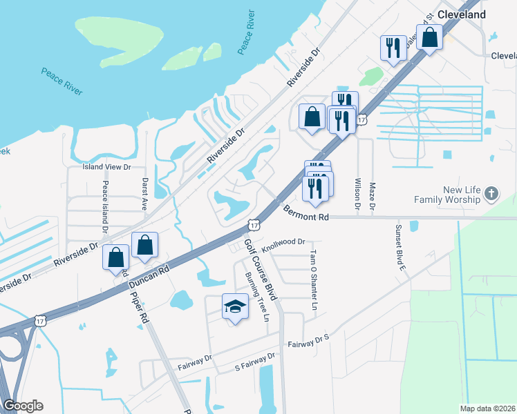 map of restaurants, bars, coffee shops, grocery stores, and more near 5601 Duncan Road in Punta Gorda