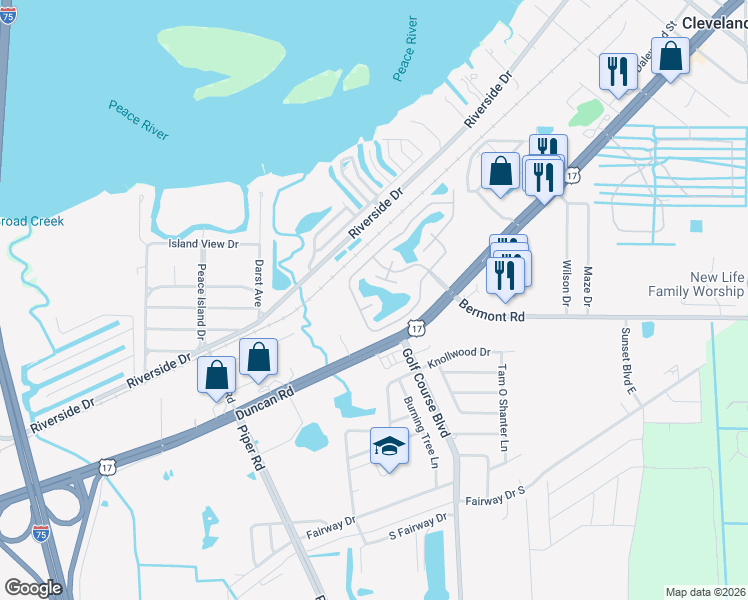 map of restaurants, bars, coffee shops, grocery stores, and more near 5905 Duncan Road in Punta Gorda
