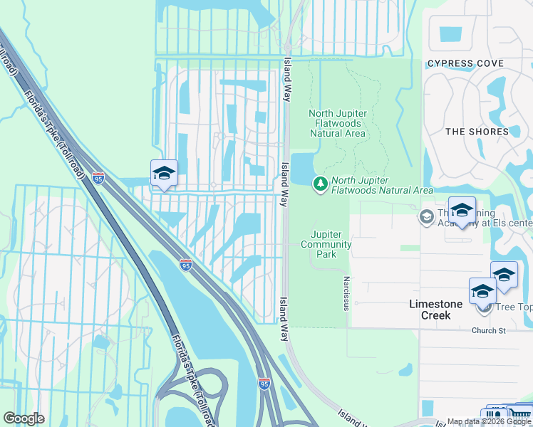 map of restaurants, bars, coffee shops, grocery stores, and more near 275 Rudder Cay Way in Jupiter