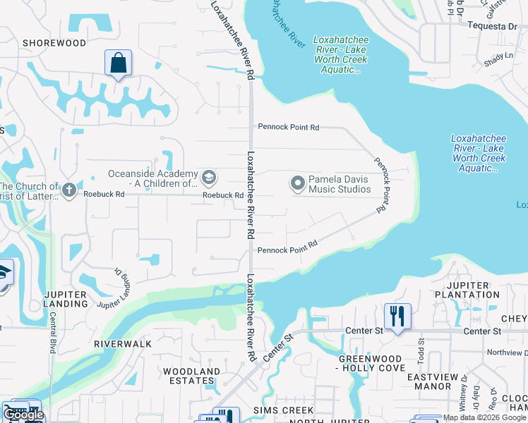 map of restaurants, bars, coffee shops, grocery stores, and more near 5700 Old Orange Road in Jupiter
