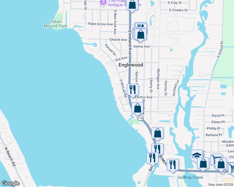 map of restaurants, bars, coffee shops, grocery stores, and more near 820 Knights Lane in Englewood