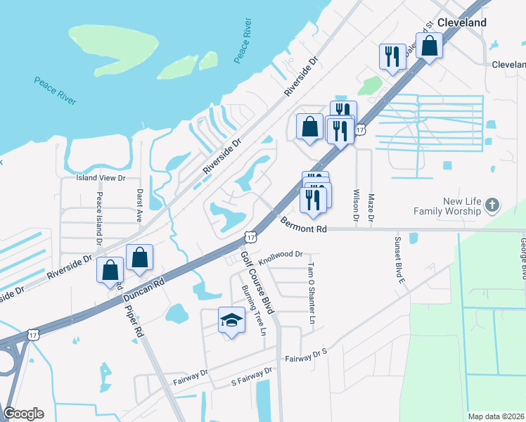 map of restaurants, bars, coffee shops, grocery stores, and more near 5601 Duncan Road in Punta Gorda