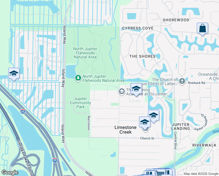 map of restaurants, bars, coffee shops, grocery stores, and more near 7090 184th Place North in Jupiter