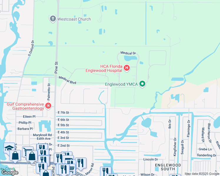 map of restaurants, bars, coffee shops, grocery stores, and more near in Sarasota County