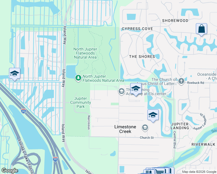 map of restaurants, bars, coffee shops, grocery stores, and more near 7090 184th Place North in Jupiter