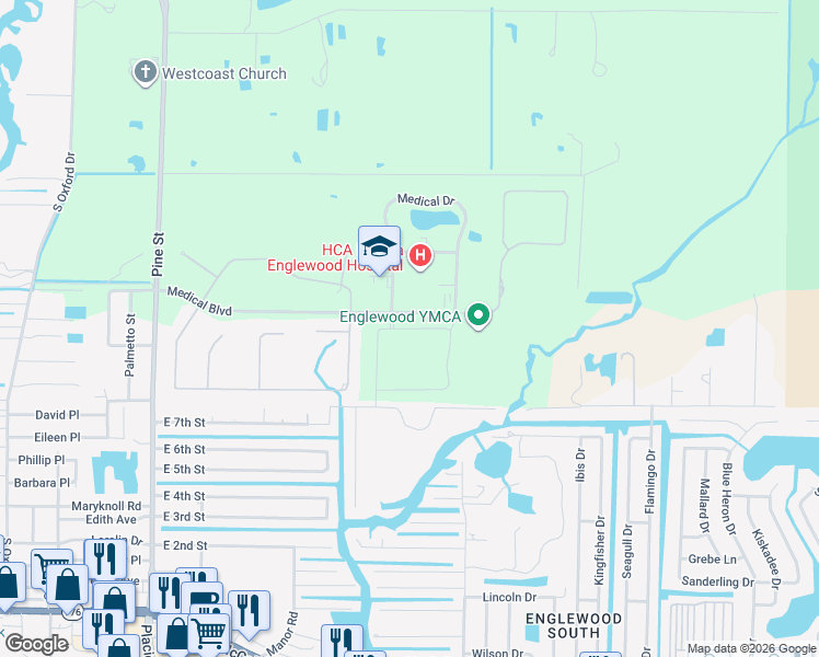 map of restaurants, bars, coffee shops, grocery stores, and more near in Sarasota County