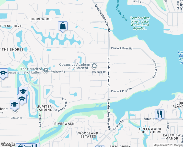 map of restaurants, bars, coffee shops, grocery stores, and more near 5951 Loxahatchee Pines Drive in Jupiter