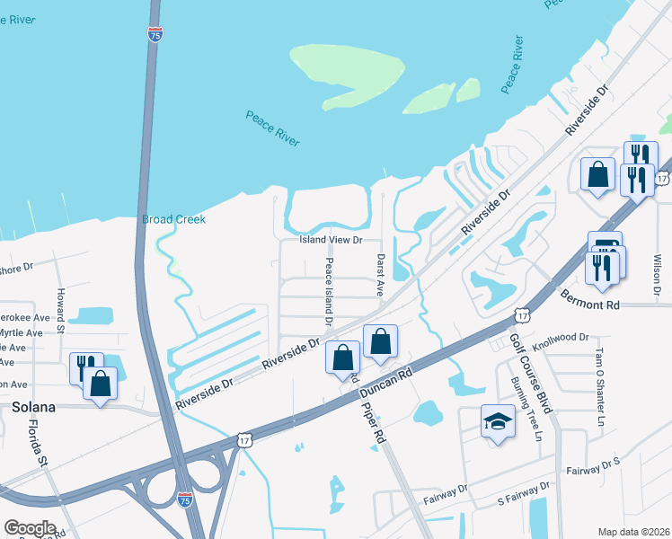 map of restaurants, bars, coffee shops, grocery stores, and more near 3624 Sleepy Hollow Lane in Punta Gorda