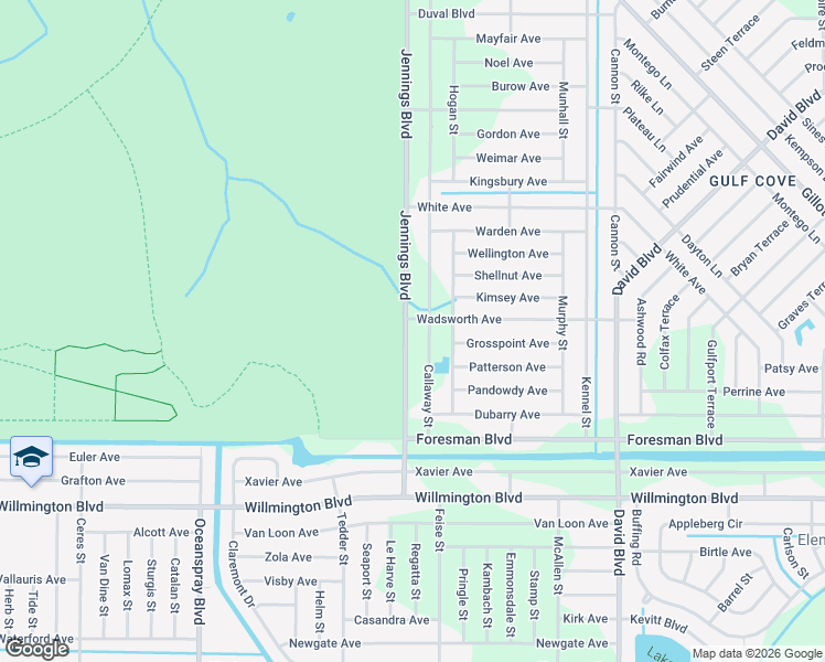 map of restaurants, bars, coffee shops, grocery stores, and more near 5400 Jennings Boulevard in Port Charlotte