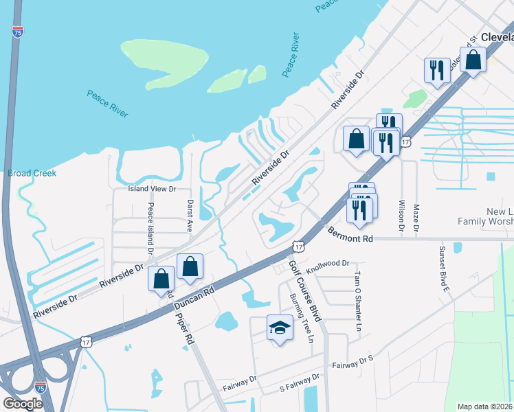 map of restaurants, bars, coffee shops, grocery stores, and more near 5601 Duncan Road in Punta Gorda