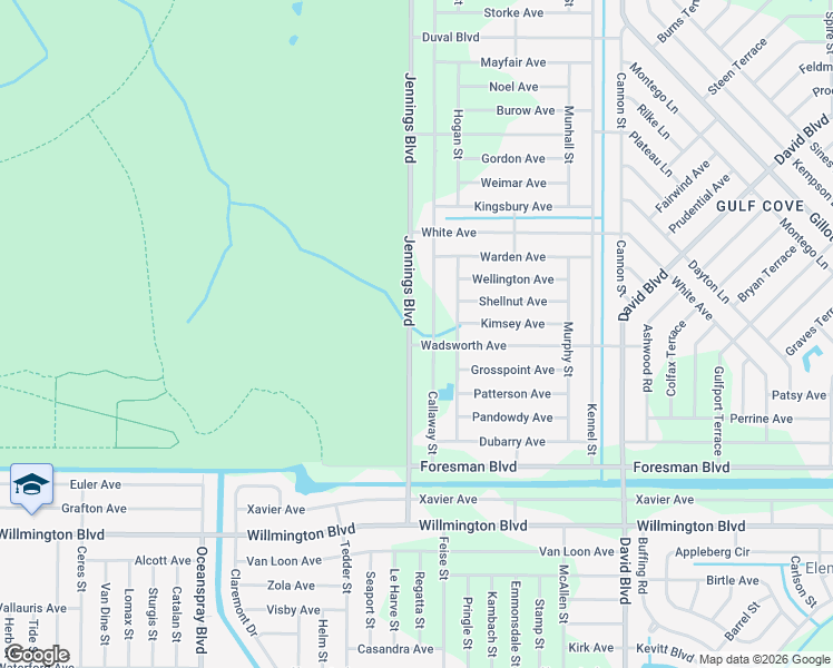 map of restaurants, bars, coffee shops, grocery stores, and more near 5346 Jennings Boulevard in Port Charlotte