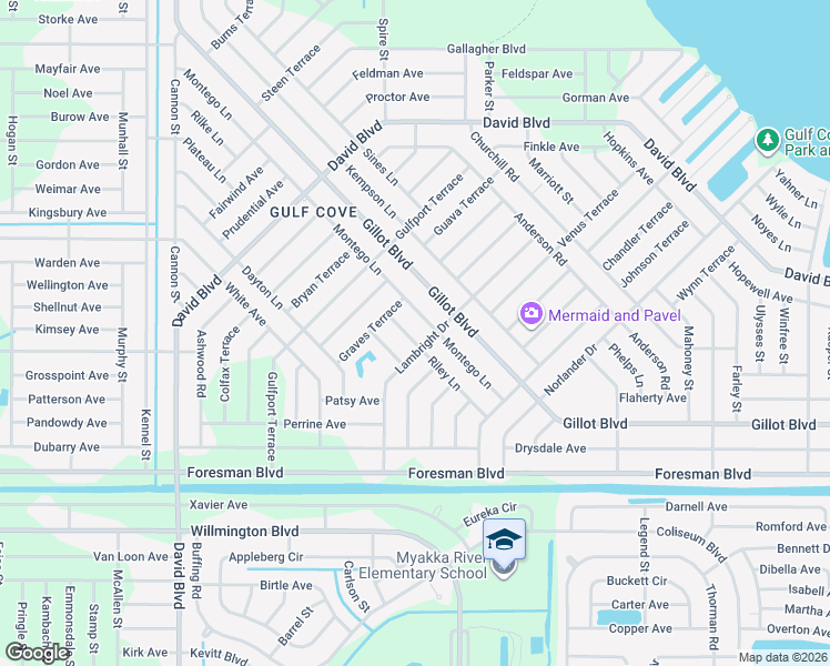 map of restaurants, bars, coffee shops, grocery stores, and more near 5460 Montego Lane in Port Charlotte